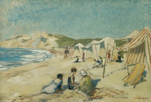 Stranden vid Pointe St. Gildas; Stranden vid Pointe St Gildas, ca 1920 av Henri Lebasque