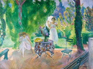 Två kvinnor i en trädgård på sommaren, c.1923
