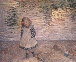 Ung flicka på stranden av Henri Lebasque