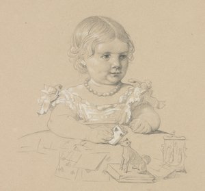 Porträtt av ett barn, 1800-tal. av Henri Lehmann