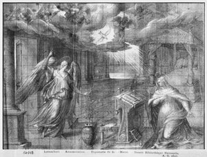 Kristi liv, bebudelse, forberedende undersøgelse af billedtæppe tegneserie for kirken Saint-Merri i Paris, ca. 1585-90 (pierre noire und wash und hvide højlys på papir) sverige