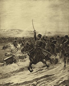 Ansvaret för den lätta brigaden, slaget vid Balaclava, 1854 (gravyr)