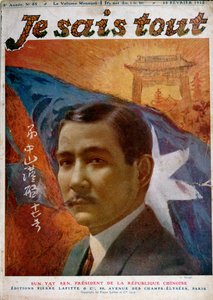 Porträtt av Dr. Sun Yat-Sen (1866-1925) (foto av Manuel), framsidan av "Je Sais tout"