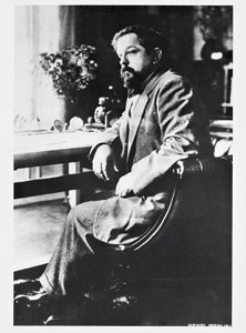 Porträtt av den franske kompositören och pianisten Claude Debussy (Saint-Germain-en-Laye av Henri Manuel