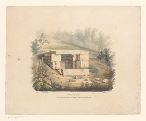 Landskap med en hög med stenar och en sittande man 3me-studie (titel på objekt) av Henri Marie Parmentier