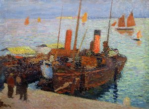 Båtar i St. Malobukten, ca 1910 av Henri Martin