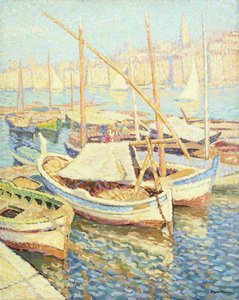 Marseilles hamn (olja på duk) av Henri Martin