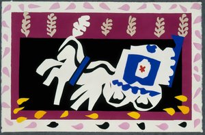 Pierrots begravning. Ur ”Jazz”. Plansch X. S. 70/71 av Henri Matisse