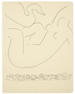 Studie (Leda och svanen) (svart Conté-krita på papper) av Henri Matisse