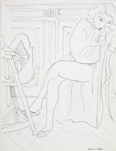Kvinnlig modell som kopplar av i ateljén av Henri Matisse