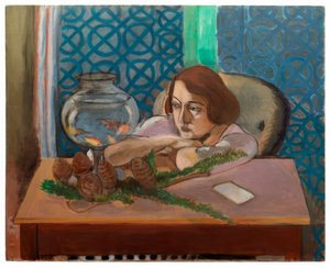 Kvinna framför ett akvarium av Henri Matisse