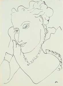 Kvinnohuvud med händerna mot kinden av Henri Matisse
