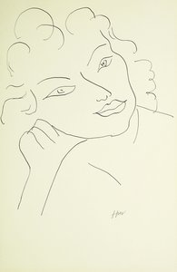 Huvud av en ung kvinna (penna och svart bläck på papper) av Henri Matisse