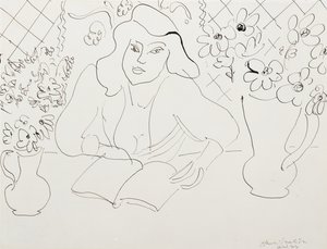 Modell med bok av Henri Matisse