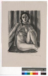 Sittande nakenmodell i tyllskjorta av Henri Matisse