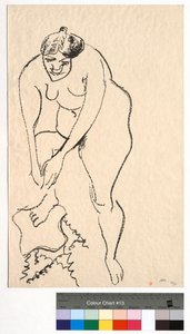 Naken med höger fot på en pall av Henri Matisse