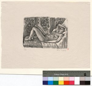 Liggande naken med Ludvig XIV-skärmen av Henri Matisse