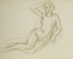 Naken sittande på en liggande stol; Nu Assis sur une Chaise Longue av Henri Matisse