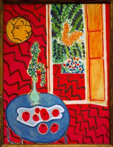Röd interiör, stilleben på blått bord av Henri Matisse