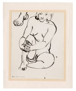 Sittande kvinnlig nakenbild, hållande ett knä, med skiss av en fot av Henri Matisse