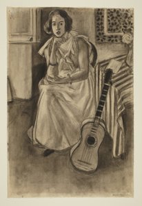Sittande modell med gitarr av Henri Matisse
