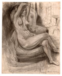 Sittande naken med armarna uppsträckta av Henri Matisse
