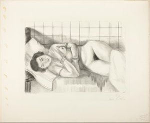 Sovande naken kvinna med knäna täckta av en sjal av Henri Matisse