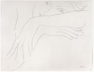 Studie av en modell som lutar sig mot en stolsrygg av Henri Matisse