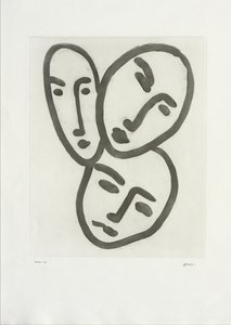 Tre huvuden; Till vänskapen: Masker av Apollinaire, Matisse och Rouveyre av Henri Matisse