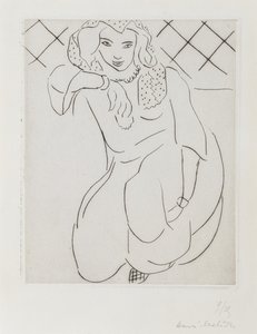 Beslöjad orientalisk kvinna knäböjande av Henri Matisse