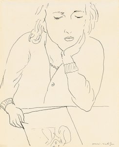 Kvinna som läser (penna och bläck på papper) av Henri Matisse