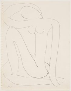 Kvinna sittande med arm på huvudet (blyerts på papper) av Henri Matisse
