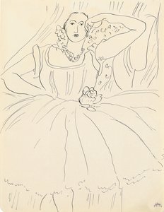Kvinna i aftonklänning (penna och bläck på papper) av Henri Matisse