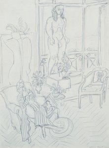 Kvinna i en interiör; Hotel Regina, Cimiez, Nice av Henri Matisse