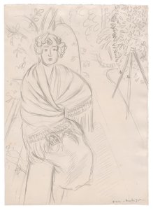 Kvinna med sjal, i en trädgård av Henri Matisse