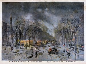 En cyklon i Paris, Place du Châtelet, 1896 av Henri Meyer