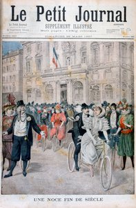 Ett bröllop på en cykel, Frankrike, 1897 av Henri Meyer