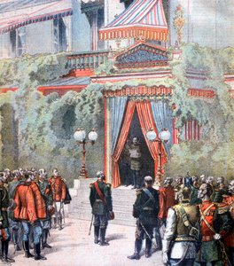 Tillkännagivande om hälsan hos tsar Alexander av Ryssland, Livadia Palace, St Petersburg, Ryssland, 1894 av Henri Meyer