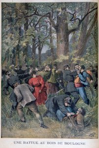 Kamp mellan gendarmer och civila i Bois de Boulogne, Paris, 1895 av Henri Meyer