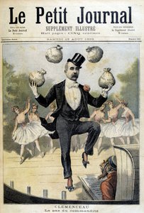 Georges Clemenceau jonglerar med Pounds Sterling - i "" Le Petite Journal"" av 1893-08-19 av Henri Meyer