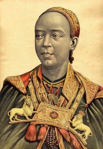Porträtt av kejsarinnan av Abessinien och Etiopien Taitou (Taytu Betul). av Henri Meyer