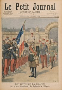 Prince Ferdinand (1861-1948) of Bulgaria at the Elysee Palace, illustration from Le Petit Journal, 10 May 1896 (colour engraving) av Henri Meyer