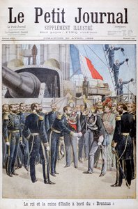Kungen drottningen av Italien ombord på det franska slagskeppet Brennus, 1899 av Henri Meyer
