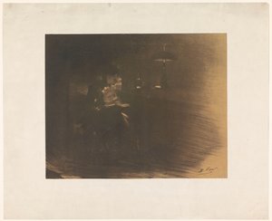 Mörkrum med en läsande kvinna av Henri Patrice Dillon (signed by artist)