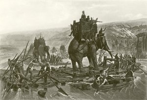 Hannibal korsar Rhône (gravyr)