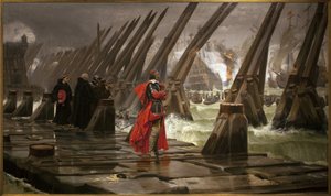 Richelieu på La Rochelles vallen, målning av Henri Motte (1846-1922)