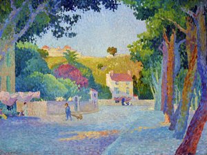 Place des Lices i Saint Tropez (Saint-Tropez) (olja på duk) av Henri Person