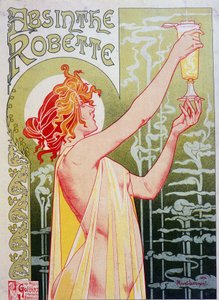Reklamaffisch för "Absinthe Robette" av Privat Livemont