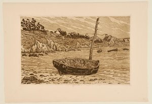 [Båt vid vattnet, Loguivy] av Henri Rivière