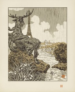 Bakom Frémiets älg [De trettiosex vyerna av Eiffeltornet] av Henri Rivière